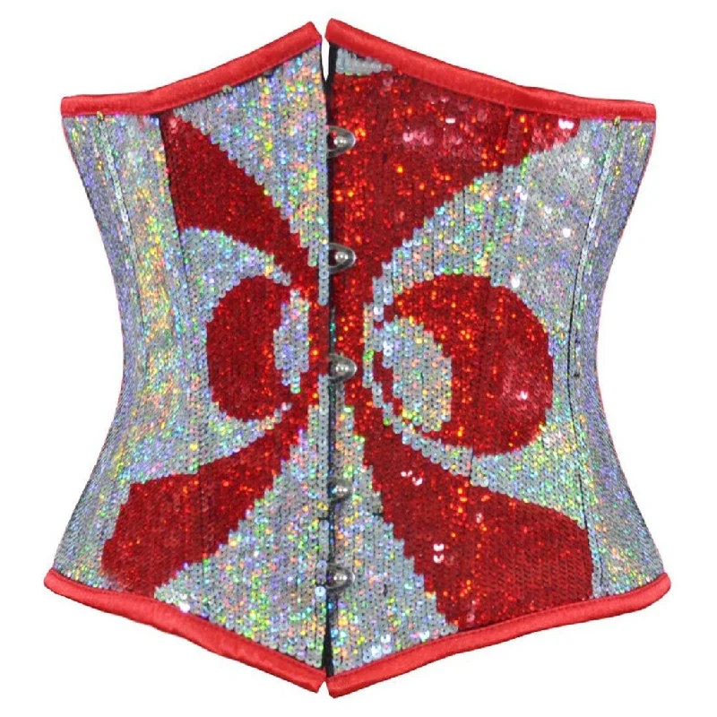 Abstract Red Silver Underbust Corset