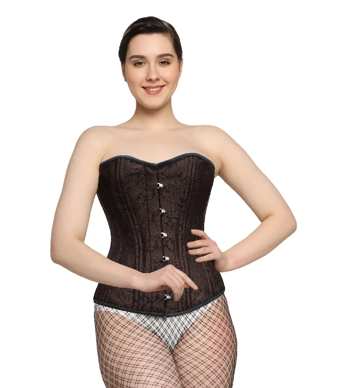 Affra Brown Brocade Waist Training Overbust Corset