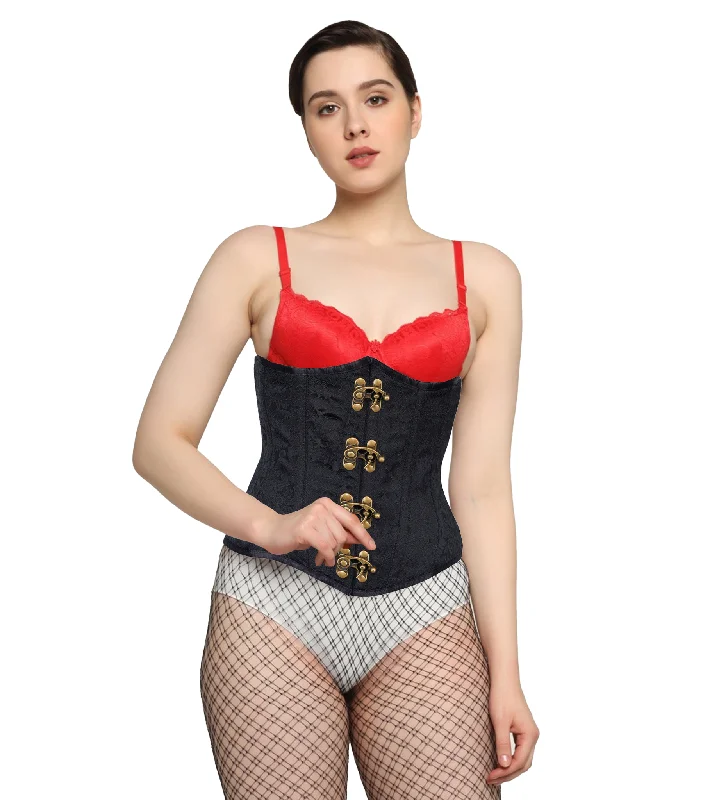 Authentic Steampunk Steel Boned Waist Reducing Black Brocade Underbust Corset