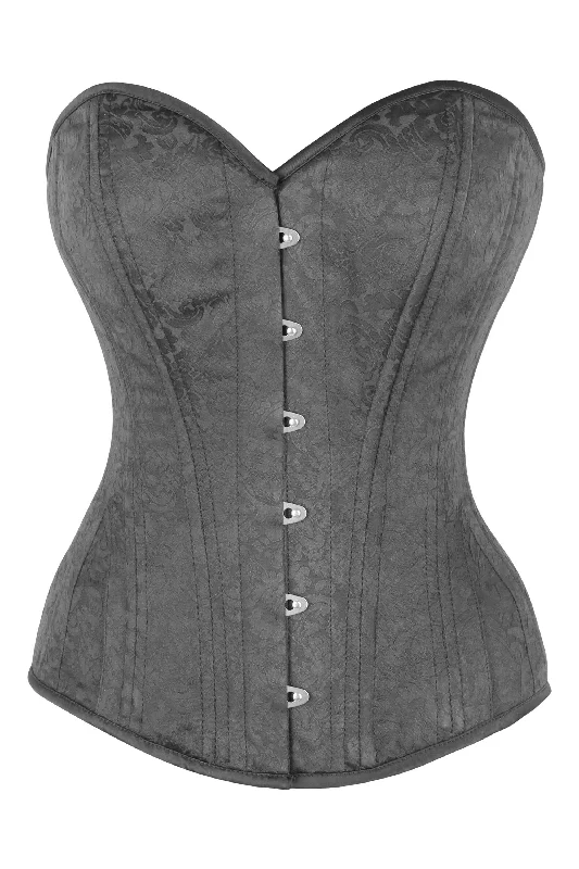 Black Brocade Expert Waist Training Overbust Corset