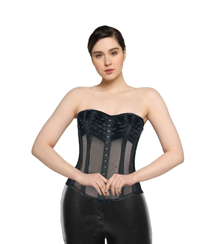 Black Mesh Overbust Corset - Wholesale