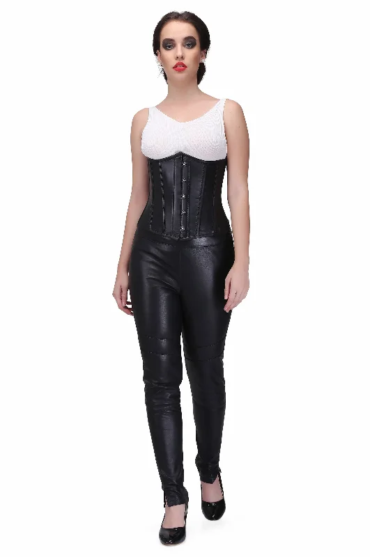 Genuine sheep nappa leather Steel Boned Waist Reducing Underbust Corset