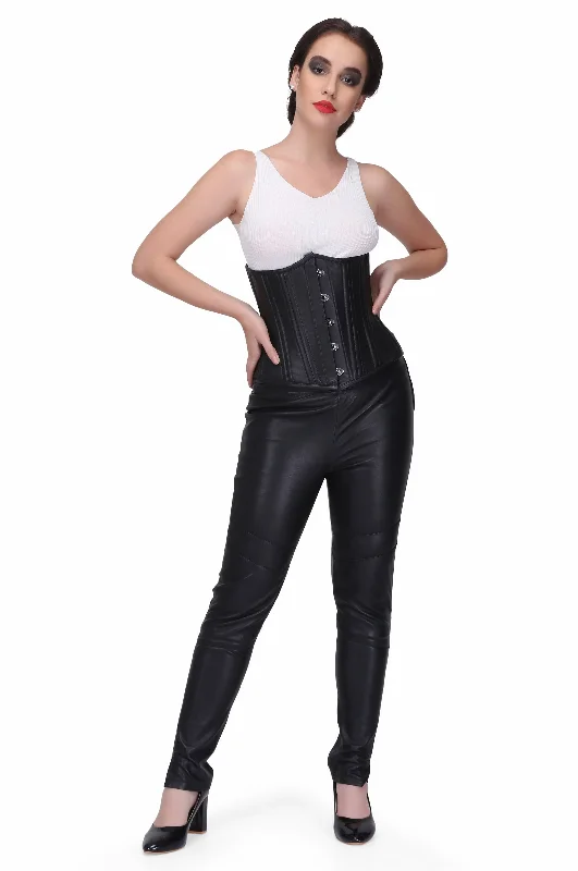 Genuine leather waist training underbust steel boned corset