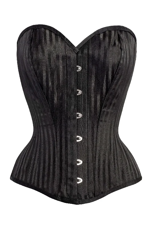 Black Striped Expert Waist Training Overbust Corset