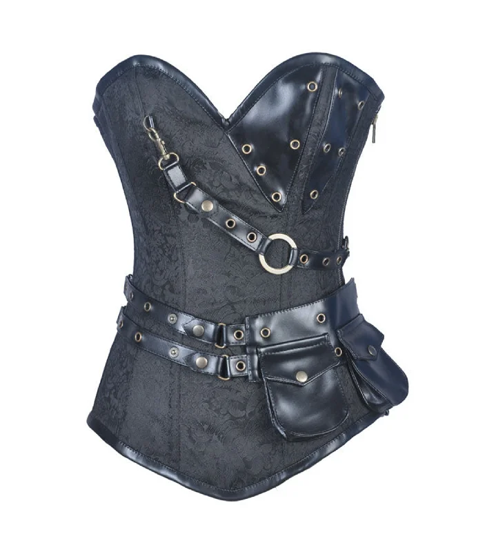 Black Brocade Overbust Corset