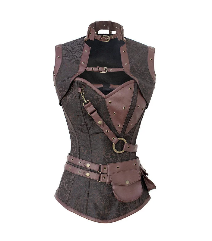 Brown Brocade Overbust Corset