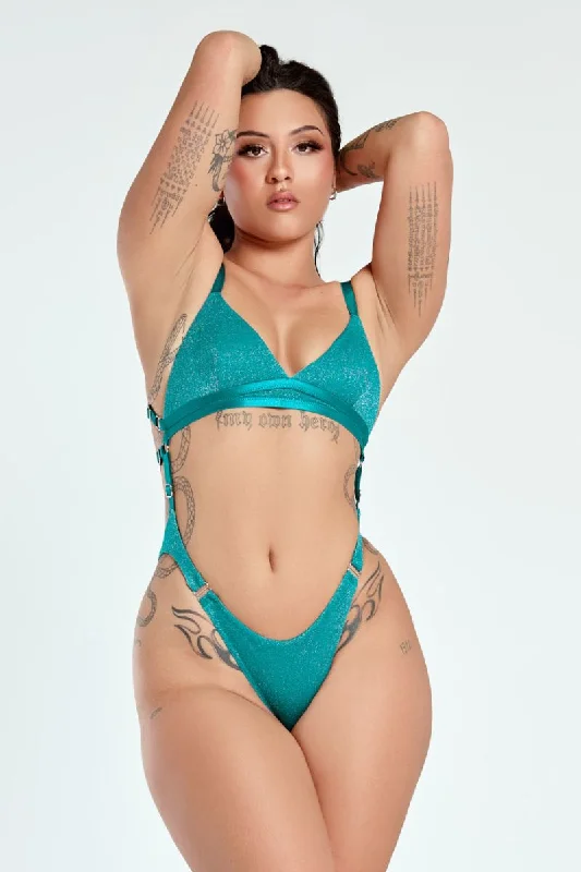 CXIX Aphrodite Sparkle Bodysuit - Ariel Aqua