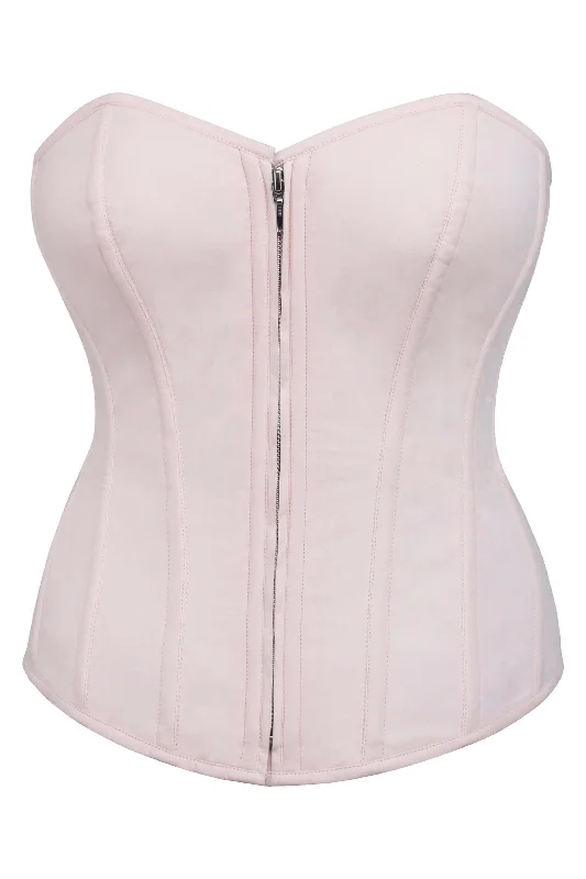 Dahlia Prairie Pink Cotton Overbust Corset With Zip Front