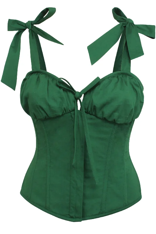 Daphne Heritage Green Cotton Corset Top With Straps