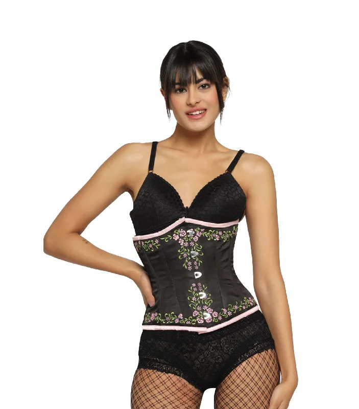 Flower Embroidered waist reducing  underbust corset