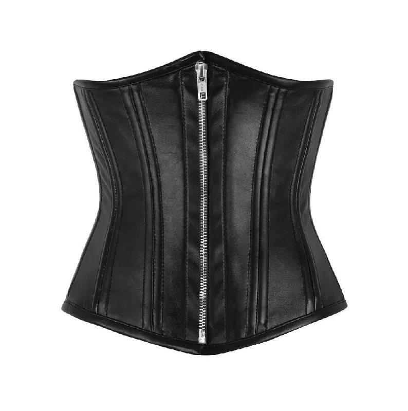 Genuine leather waist training underbust steel boned corset