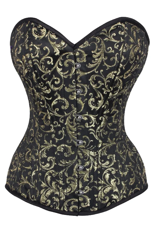 Gold Brocade Expert Waist Training Overbust Corset