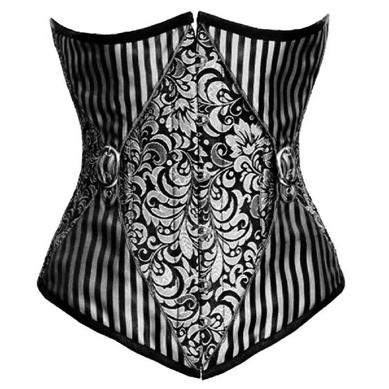 Jadwiga Underbust Gothic Black_Silver Authentic Steel Boned Corset