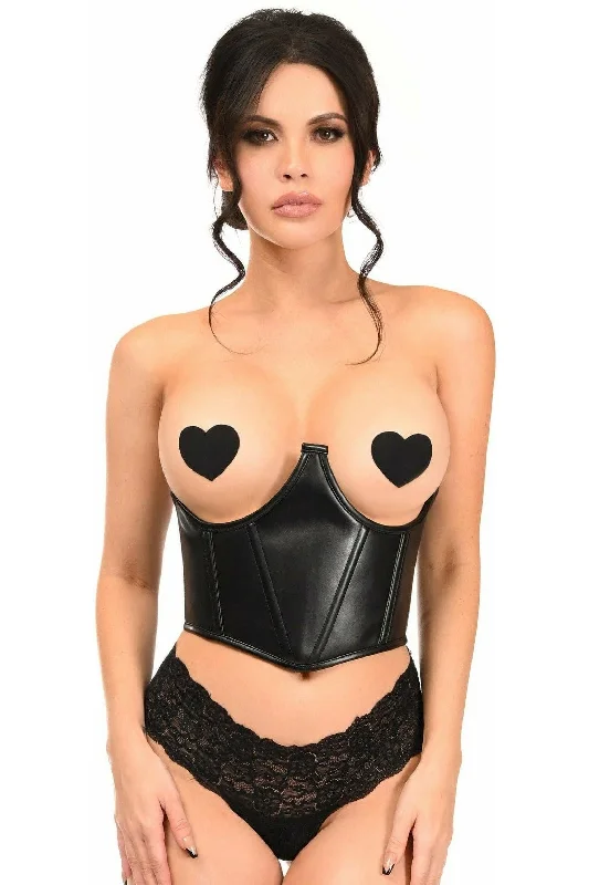 Lavish Black Faux Leather Underwire Cincher Corset