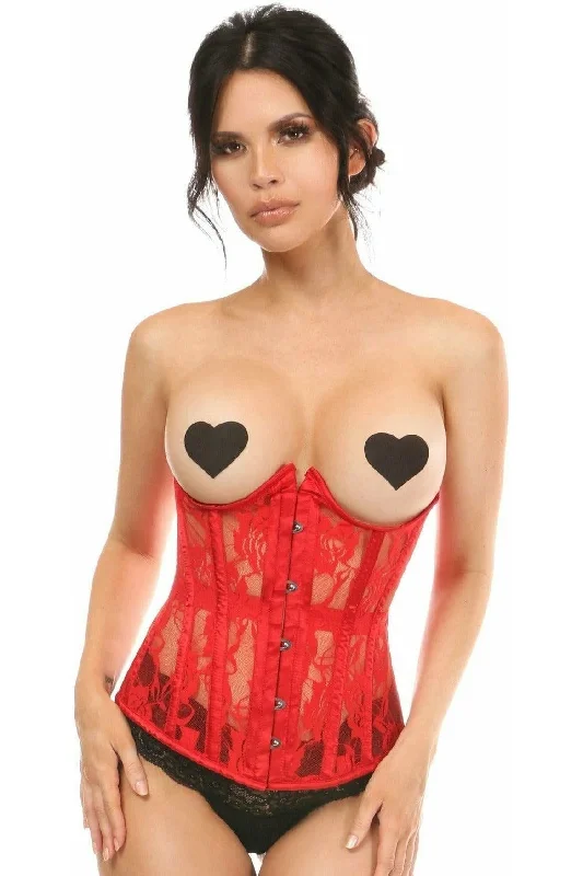 Lavish Red Sheer Lace Underwire Open Cup Underbust Corset