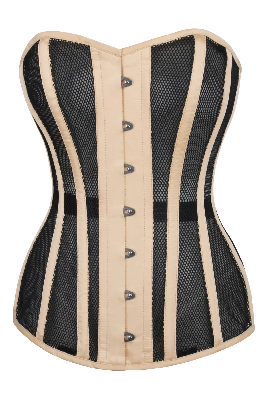 Longline Beige Mesh Waist Taming Overbust Corset