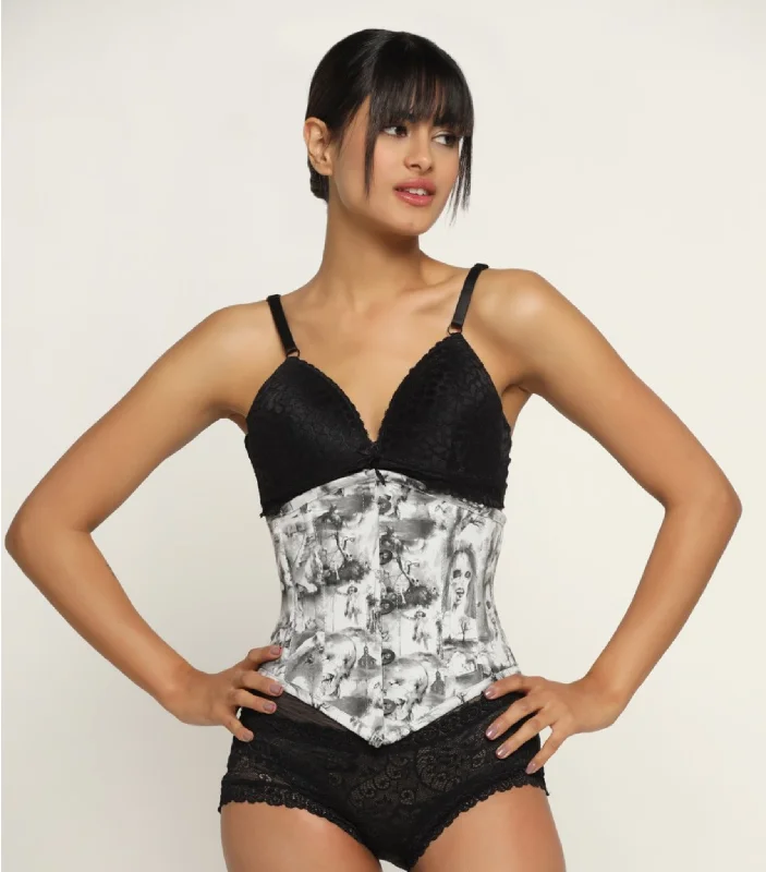 Quatrefoil printed  Waist Reducing Authentic Steel Boned Sexy Underbust Corset