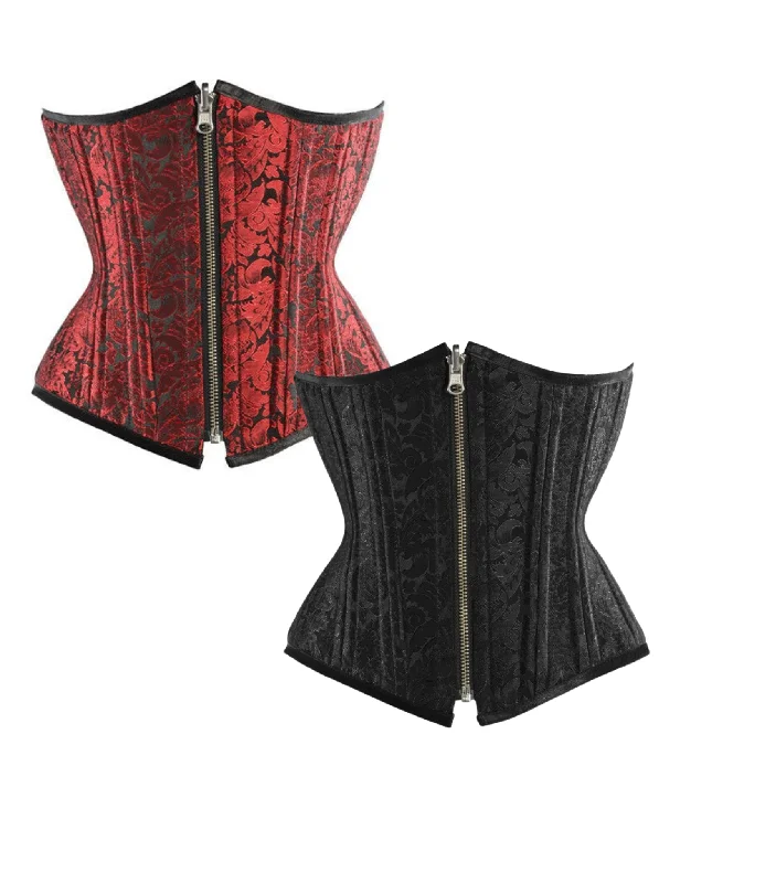 Red/Black Brocade Authentic Steel Boned Reversible Waist Training Underbust Corset