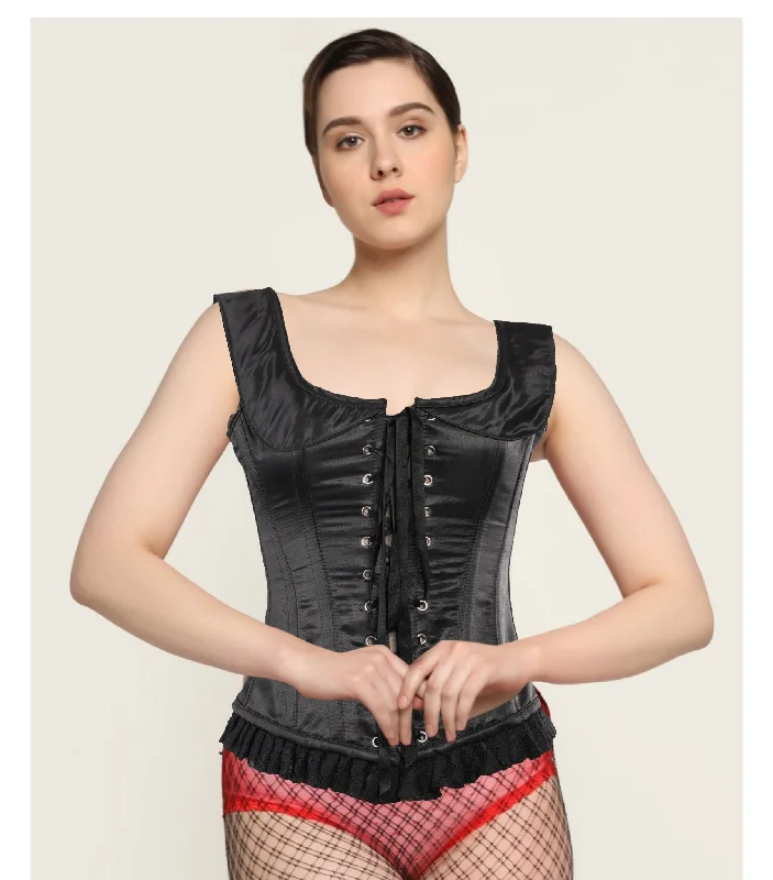 Royal Black Satin Corset -  Wholesale