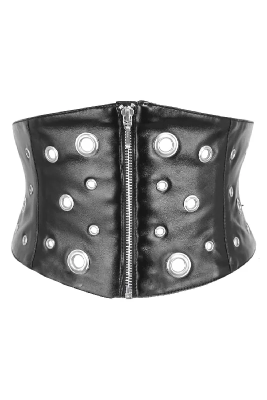 Silver Black Gothic Corset Belt