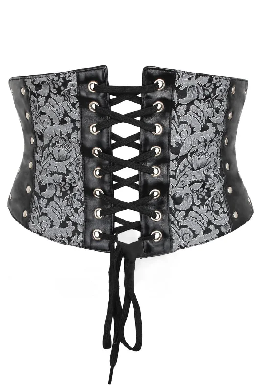 Silver Black Gothic Corset Belt