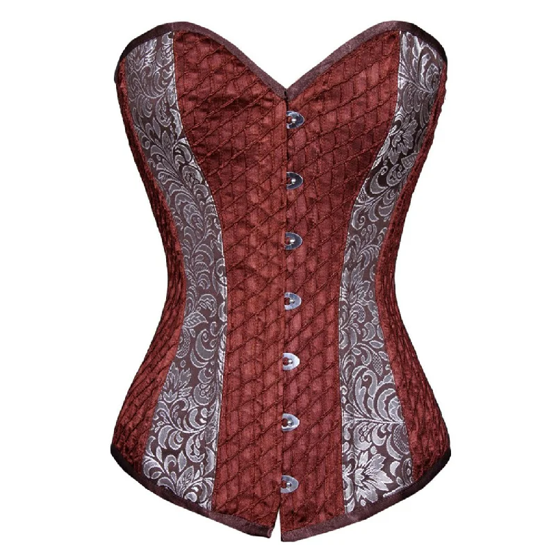 Steampunk Overbust Long Lined Corset Coffee