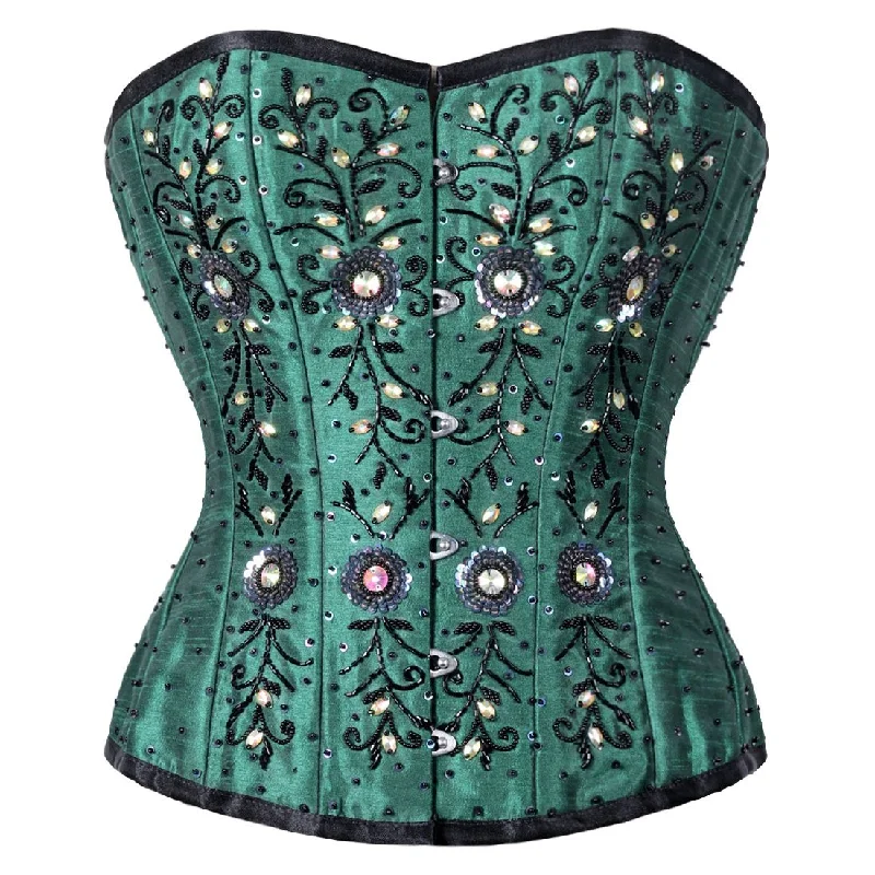 Tanith Silk Beaded Sequined Overbust Corset