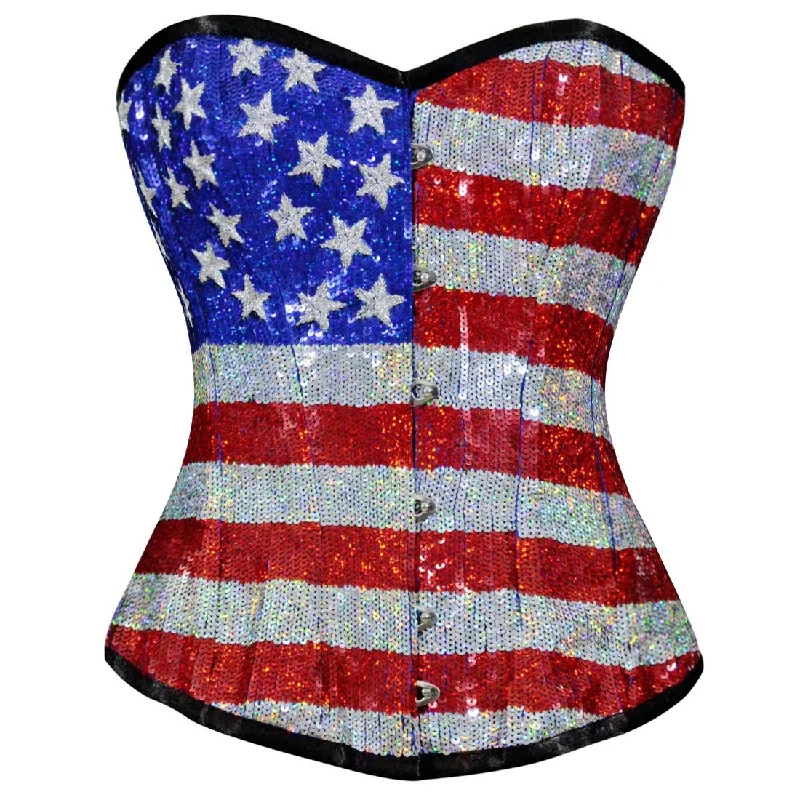 Vespera Couture Authentic Overbust Corset in US Flag Design