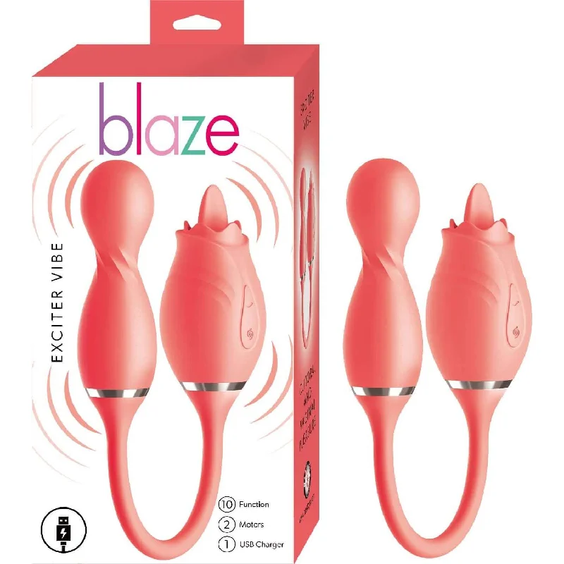 Blaze Exciter Vibe Coral - Dual Stimulator with 10 Dynamic Vibrating Functions