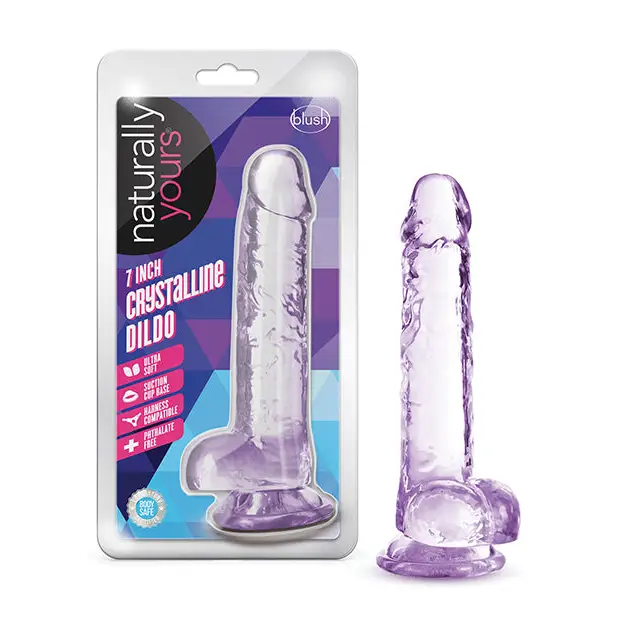 Blush Naturally Yours Crystalline 7 in. Dildo with Balls & Suction Cup Diamond