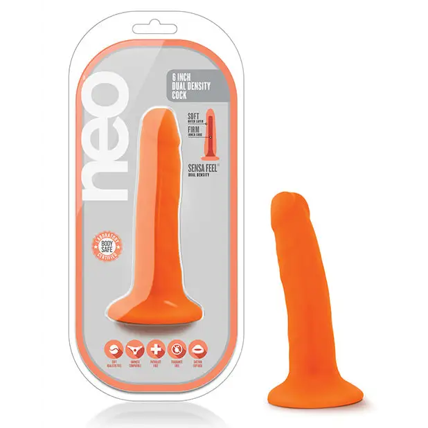 Blush Neo 6 in. Dual Density Dildo with Balls & Suction Cup Neon Green