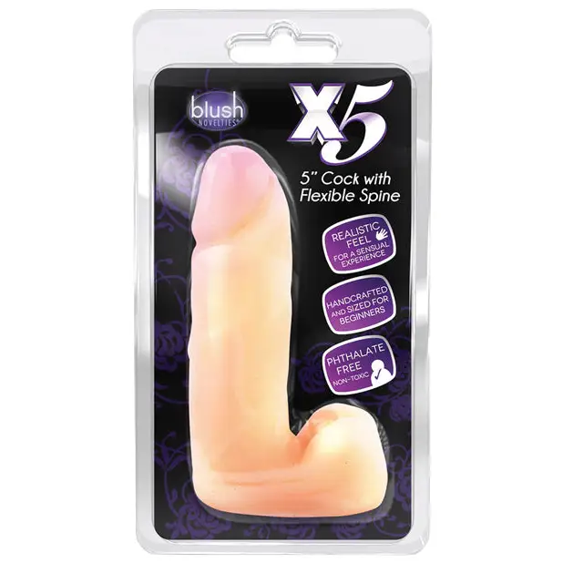 Blush X5 Plus Realistic 5 in. Posable Dildo with Balls Beige