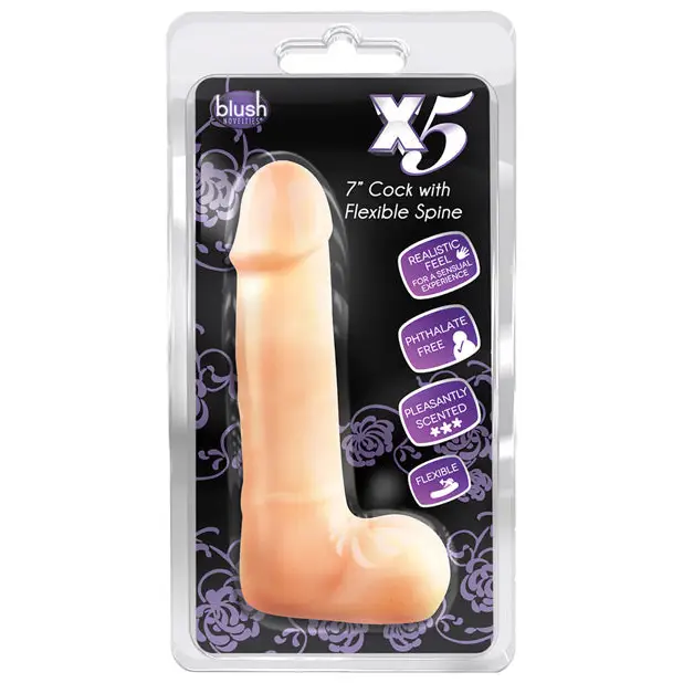 Blush X5 Plus Realistic 7 in. Posable Dildo with Balls Beige