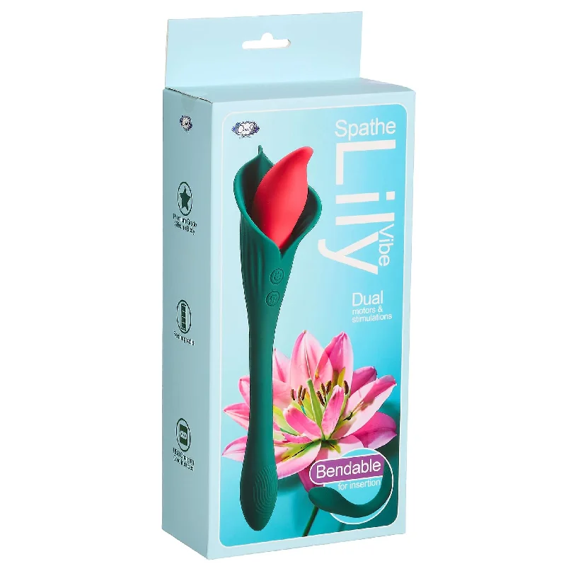 Cloud 9 Spathe Lily Vibe – Two-Tone Green-Blue – Dual Motor Flexible Vibrator with Fluttering Stimulator