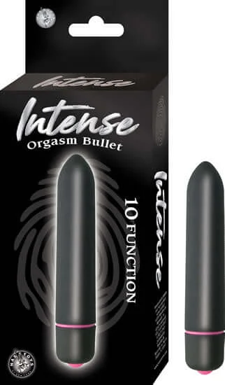 Intense Orgasm Bullet Vibrator - Black, Waterproof, 10 Functions