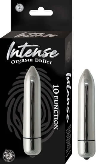 Intense Orgasm Bullet Vibrator Silver - 10 Powerful Functions, Waterproof, and Discreetly Quiet