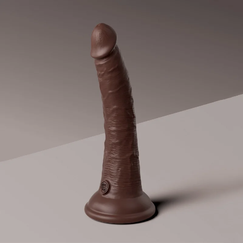 King Cock Elite 7" Dual Density Vibrating Silicone Cock with Remote - Brown