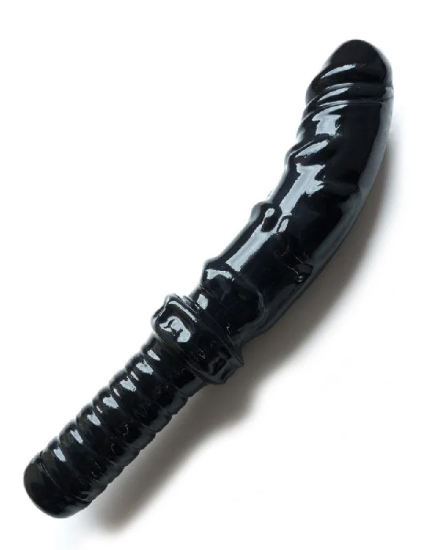 Latex Dildo on Solid Handle, Black