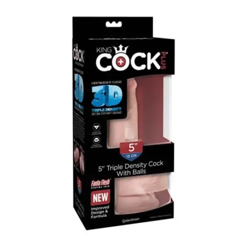 Pipedream King Cock Plus 5 in. Triple Density Cock With Balls Realistic Suction Cup Dildo Beige