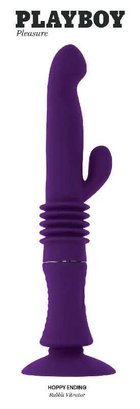 Playboy Pleasure Hoppy Ending Purple Rabbit Vibrator - Thrusting, Vibrating, and Waterproof