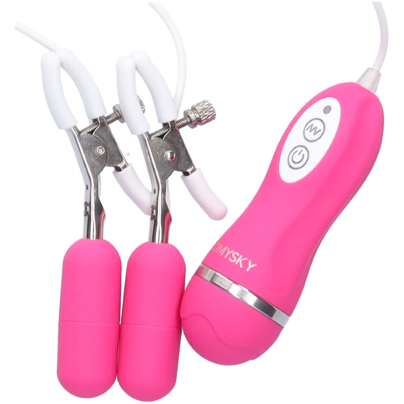 Powerful Vibrating Nipple Clamps with Remote