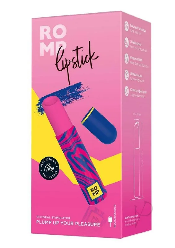 ROMP Lipstick Pink/Navy - Discreet Clitoral Stimulator with 6 Intensities