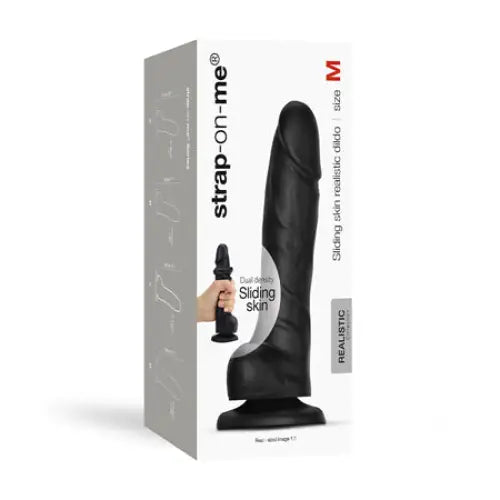 Strap-On-Me Realistic Collection Sliding Skin Dual-Density Silicone Dildo Black M