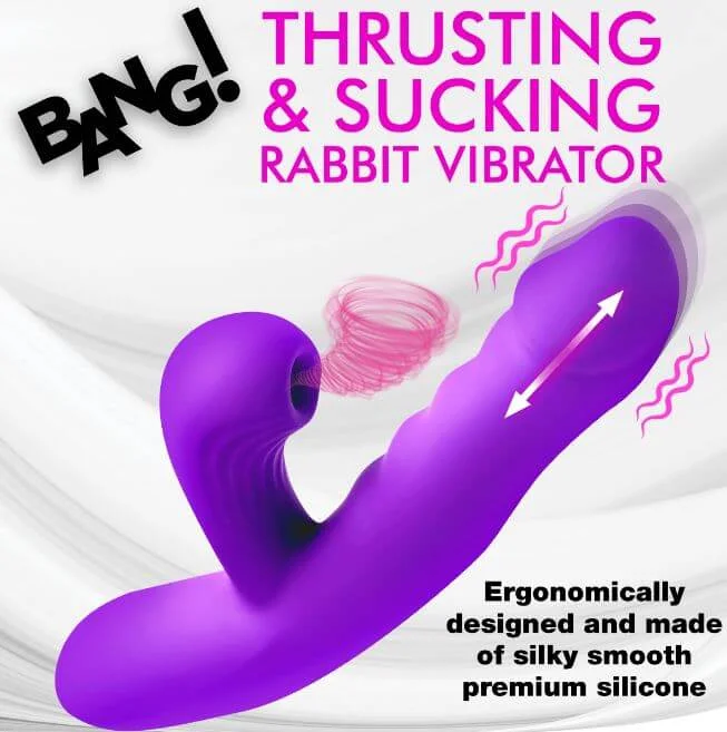 Thrusting & Sucking Rabbit Vibrator - G-Spot & Clit Stimulator in Purple