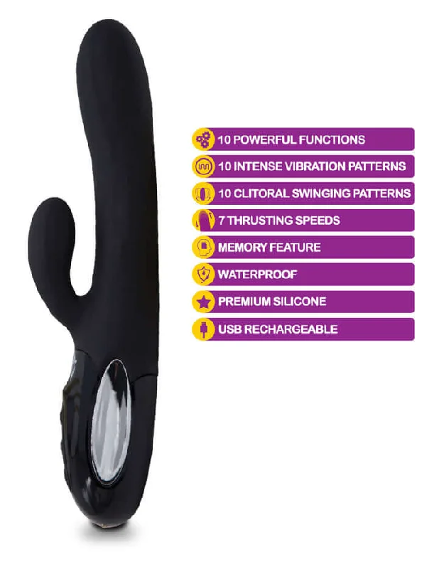 Viben Hypnotic Thrusting Rabbit Vibrator with Clitoral Stimulator in Sleek Black: Elevate Your Sensual Experience