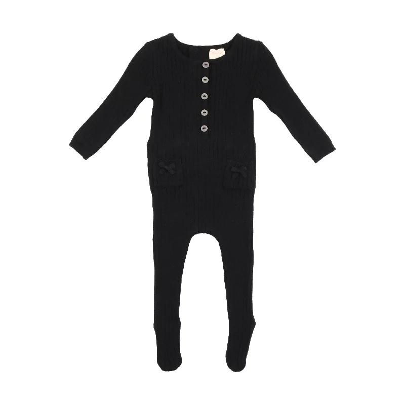 Analogie Knit Girl Footie - Black