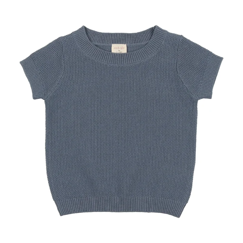 Analogie Knit Sweater Short Sleeve - Blue