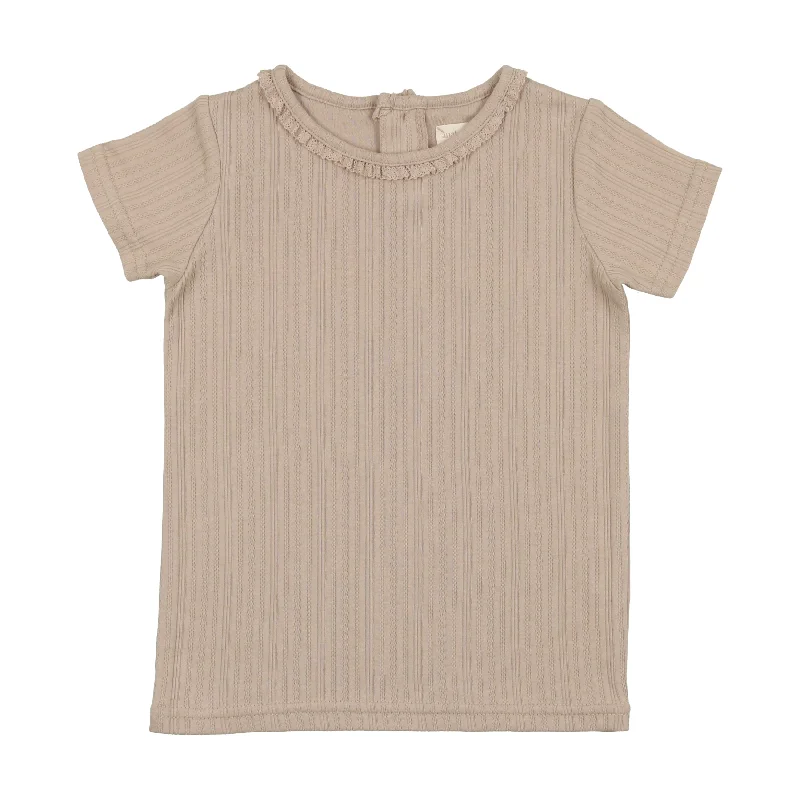 Analogie Pointelle T-Shirt Short Sleeve - Taupe