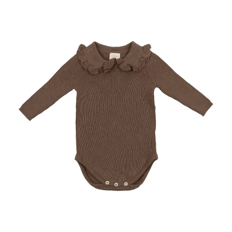 Analogie Ruffle Collar Knit Sweater Onesie - Mushroom