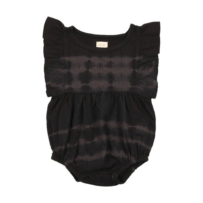 Analogie Tie Dye Ruffle Romper - Black